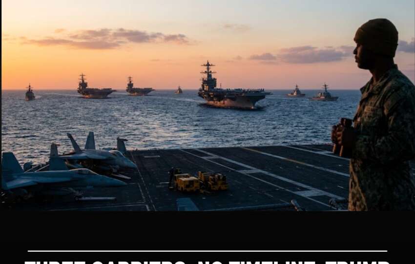 Three Carriers, No Timeline: Trump Sends a Third Aircraft Carrier to the Middle East — and Refuses to Say When the Iran War Ends