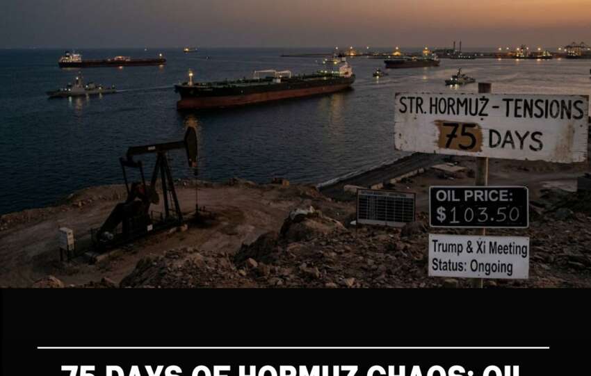 75 Days of Hormuz Chaos: Oil prices stay above $100 as Trump and Xi meet.