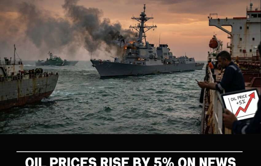 Oil Prices Rise by 5% on News That a US Vessel Was Struck by Missiles