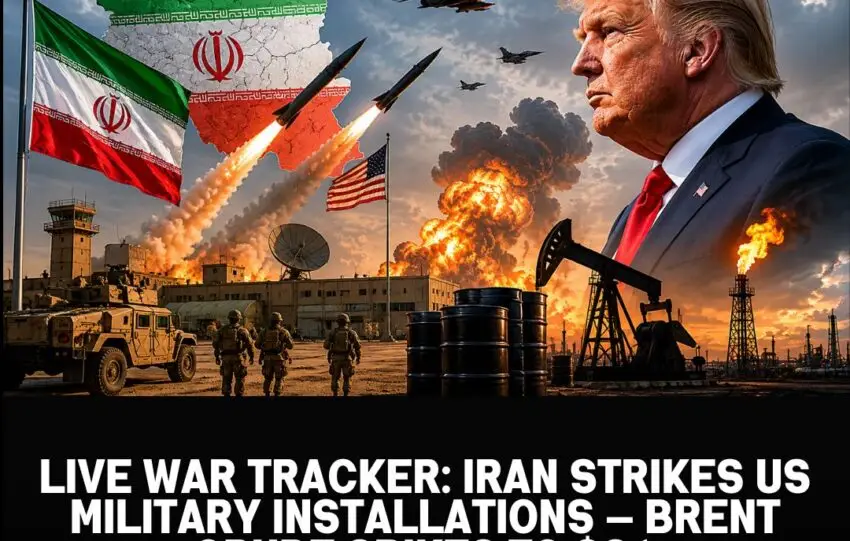 Live War Tracker: Iran Strikes US Military Installations Brent Crude Spikes to $96